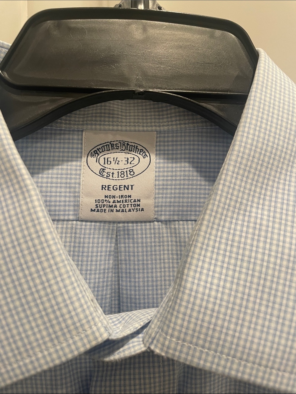 Brooks Brothers Light Blue Micro-Check Regent Dress Shirt
